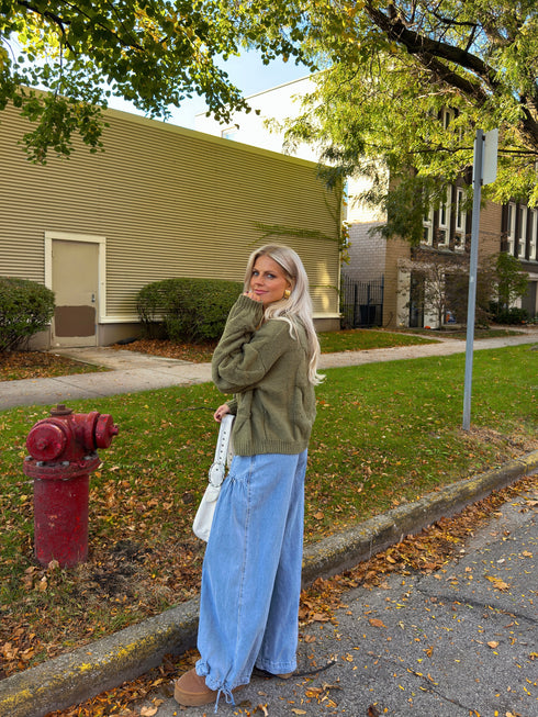 Olive You Cable Cardigan